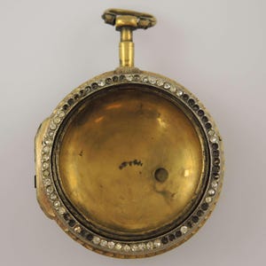 Georgian gilt leton pair case for a verge pocket watch. Paste bezel. c1790