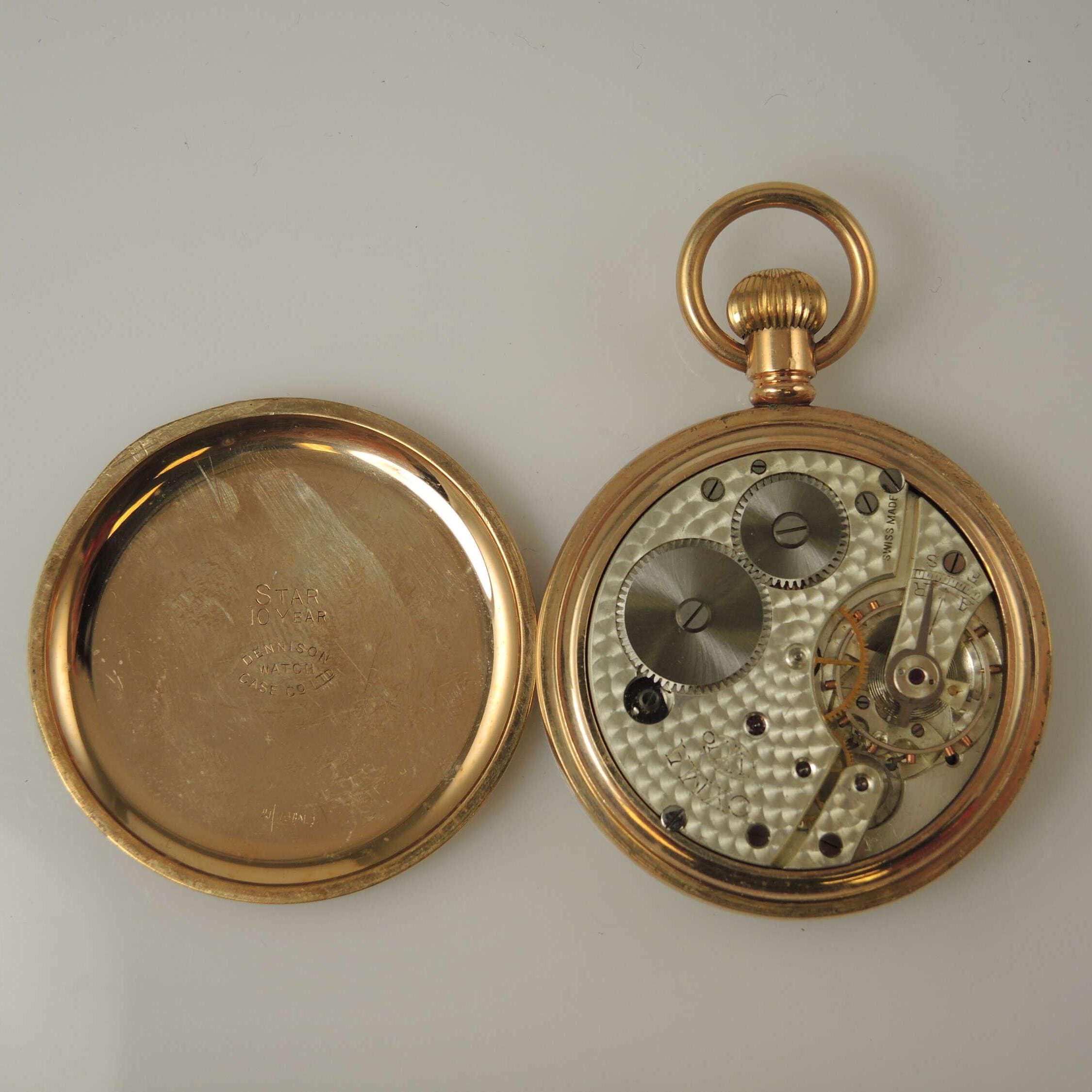 きれいな金メッキの CYMA 懐中時計、オリジナルボックス付き、1910 