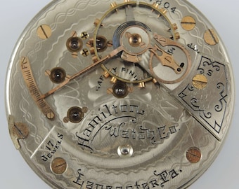 18 tamaño 17 Jewel Hamilton 924 movimiento de reloj de bolsillo c1909