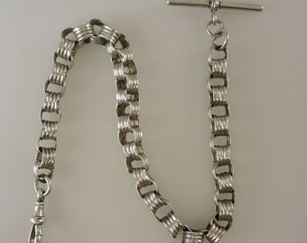 Victorian silver pocket watch chain c1890