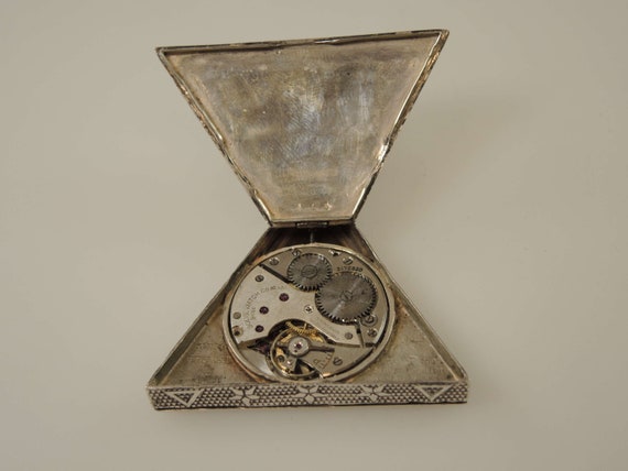 Original silver triangular MASONIC pocket watch c… - image 8