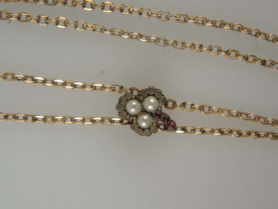 Victorian gold plated long guard / necklace watch… - image 8