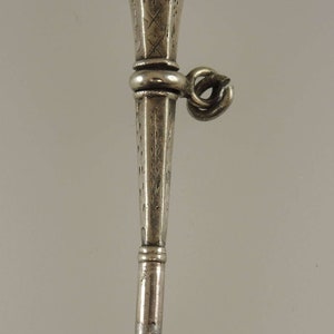 Silver and orange glass set pocket watch key c1850
