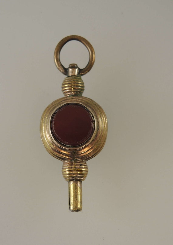 Gold cased Stone set pocket watch key c1850 - image 2