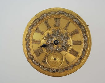 スイス製アンティーク懐中時計ムーブメント、金箔文字盤付き、1880年頃