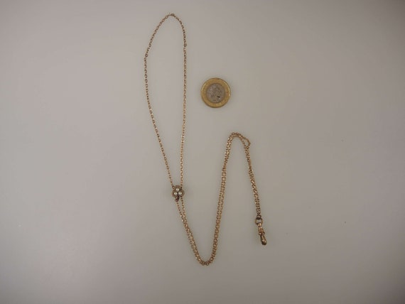 Victorian gold plated long guard / necklace watch… - image 2