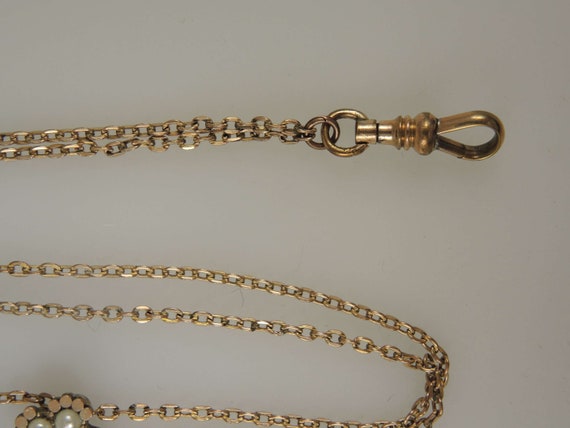 Victorian gold plated long guard / necklace watch… - image 7