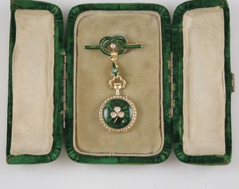 Beautiful 18K gold, green and diamond set fob watch c1890