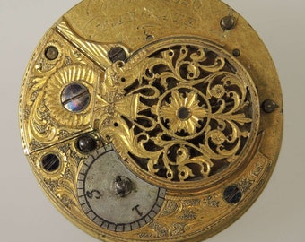 Georgian verge fusee pocket watch movement MARGATE c1790