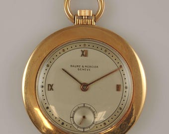 Stilvolle Art Deco Taschenuhr aus 18K Gold von Baume & Mercier um 1930