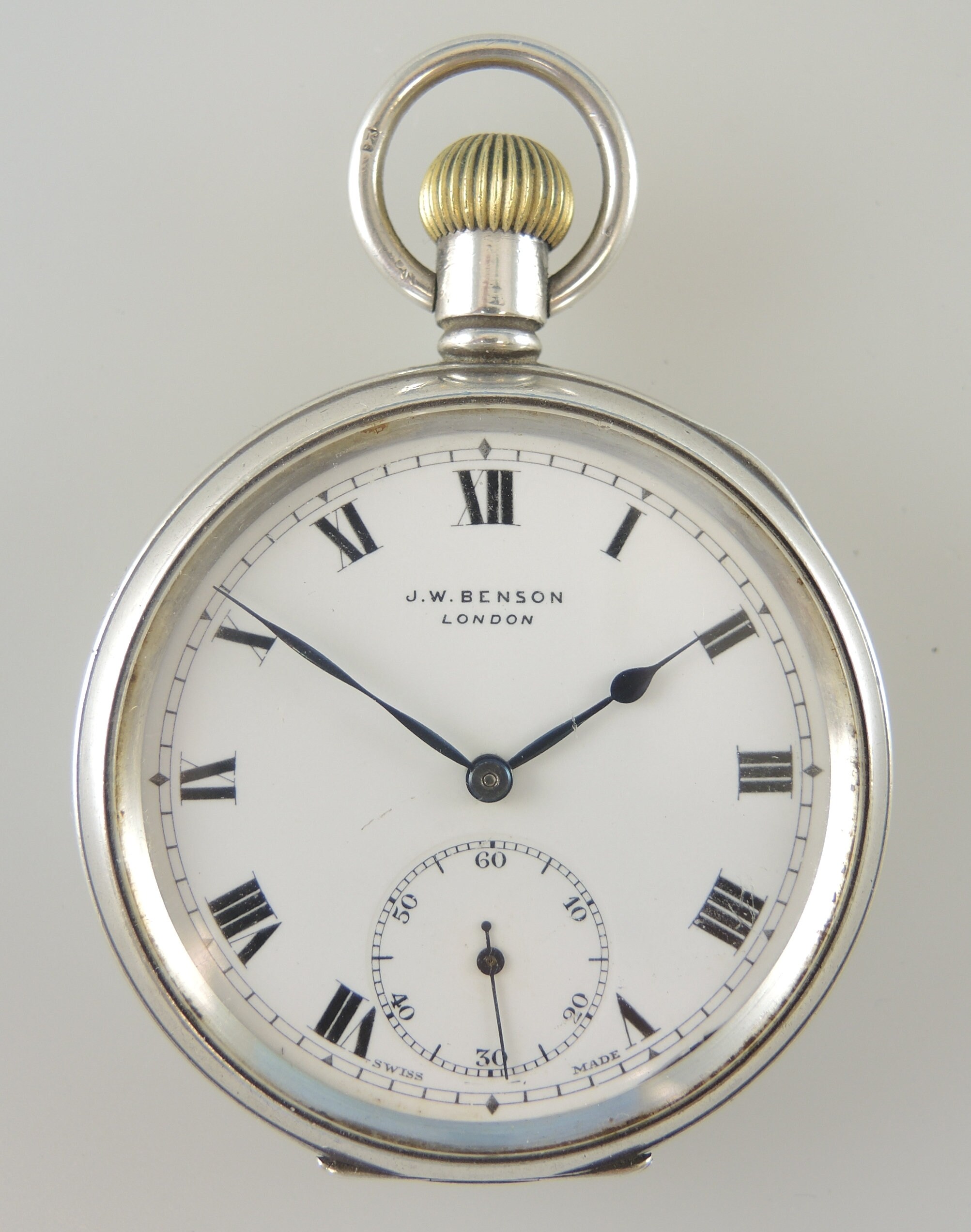 Jw benson silver shop pocket watch
