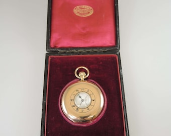 Top Quality 18K J W Benson Half Hunter Pocket With Box