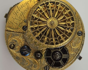 Georgisch zakhorloge-uurwerk met snek van JOHNSON, Liverpool, ca. 1780