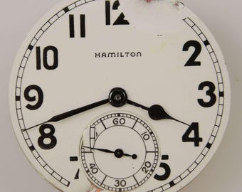 Movimiento de reloj de bolsillo Hamilton 992B de 16 s y 21 J, c. 1943