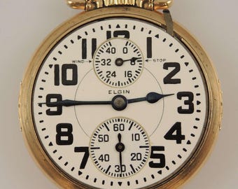 16 Size 23 Jewel Elgin B W Raymond Wind Indicator Pocket Watch