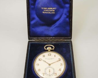 14K Gold vintage IWC International Watch Co pocket watch. c1927