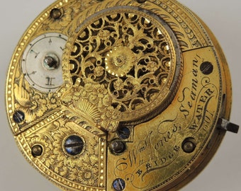 English verge movement signed Wm Jones, Seaman, Bridge Water c1810