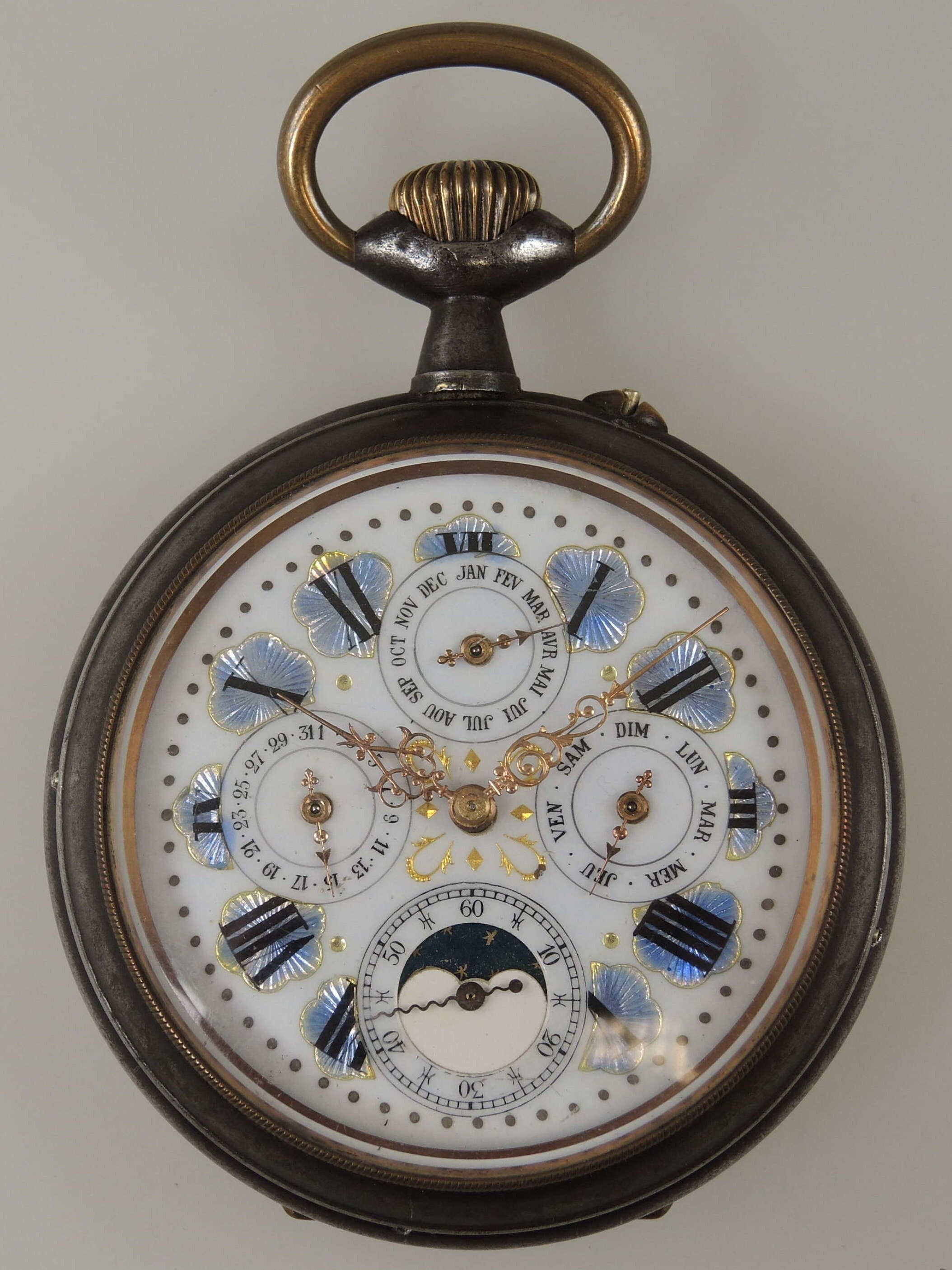 Giant Size Rare Blue Enamel Dial Moon Phase Calendar Pocket Watch 1890 - Etsy Giant Size Rare Blue Enamel Dial Moon Phase Calendar Pocket Watch 1890 - Etsy