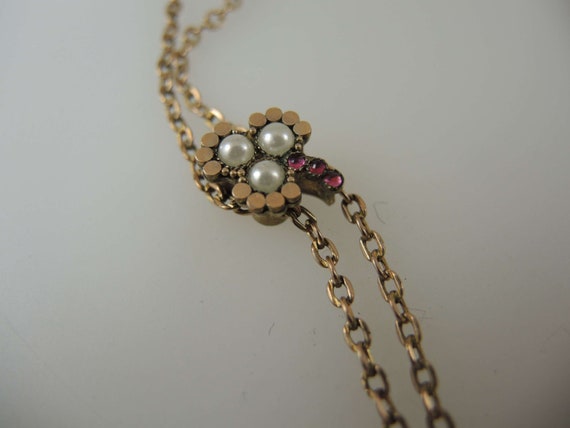 Victorian gold plated long guard / necklace watch… - image 3