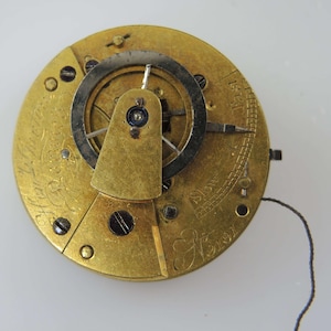 Georgian verge fusee pocket watch movement. Guntun, Norwich c1820