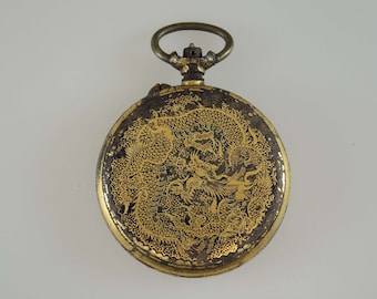 Rare Hermetic case. Shibyama Work. Tavannes Movement c1910