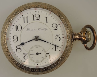 18s 17J Jewel Hampden NUEVO reloj de bolsillo RAILWAY c1899