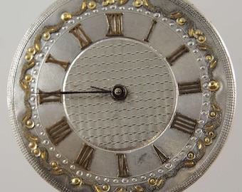Zwitsers antiek zakhorloge uurwerk met zilveren wijzerplaat c1870