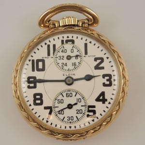 16 size 23 Jewel Elgin B W Raymond Wind Indicator pocket watch c1932