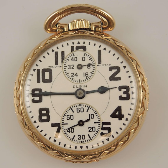 16 Size 23 Jewel Elgin B W Raymond Wind Indicator Pocket Watch
