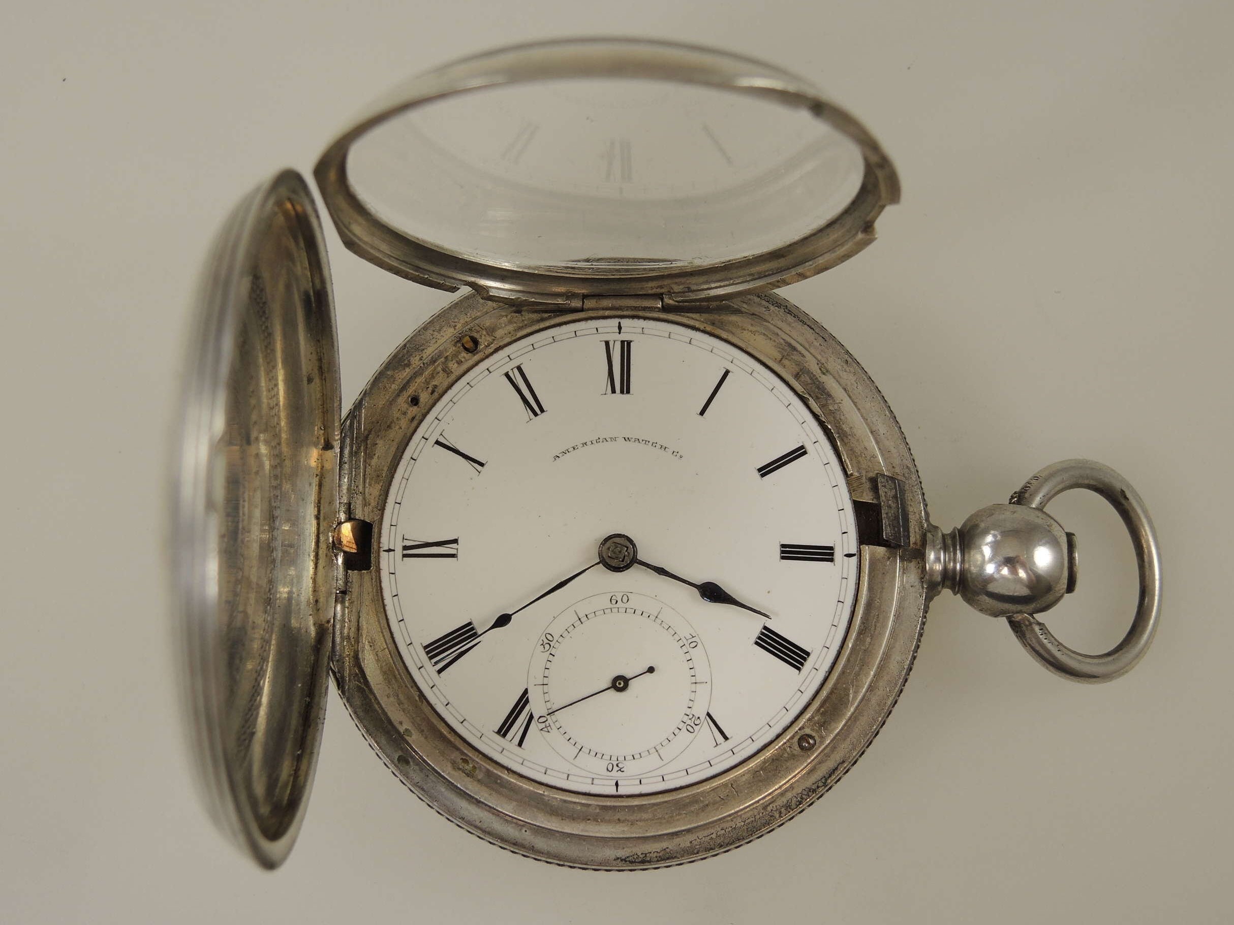 Silver Waltham Civil War Era Full Hunter Pocket Watch C1864