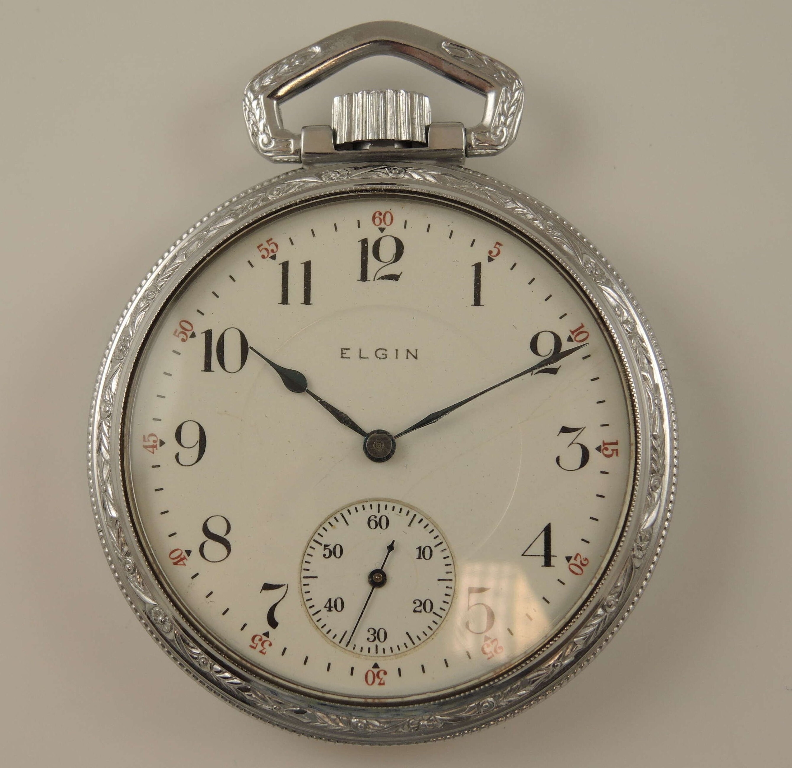 Crisp 16s 17J 3 Finger bridge Elgin Pocket watch c1914