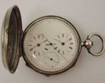 Swiss Two Time Zone full hunter pocket watch with independent seconds c1880