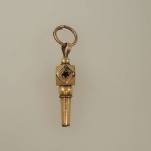 Victorian gilt and enamel pocket watch key c1850