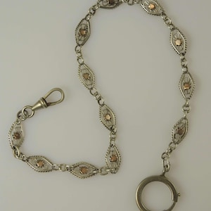 Fine antique silver pocket watch chain c1890