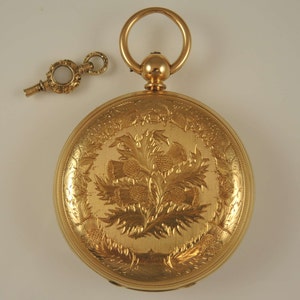 Massive 18K gold fusee pocket watch. Weighs 200g. c1874