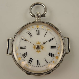 Lindo relógio de pulso em prata suíça Fob c1880