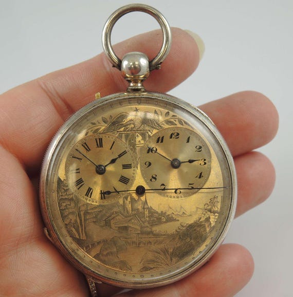 Rare Dual Time Zone Pocket Watch Made for the Chinese Market Rare Dual Time Zone Pocket Watch Made for the Chinese Market