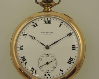 Reloj de bolsillo raro de 12 piezas con esfera de 17 rubíes, c1910