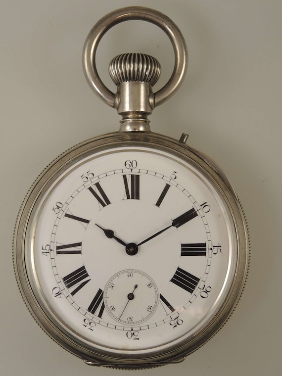 Enorme reloj de bolsillo plateado de 74 mm de ancho 74 mm de ancho c1890 Etsy Mexico