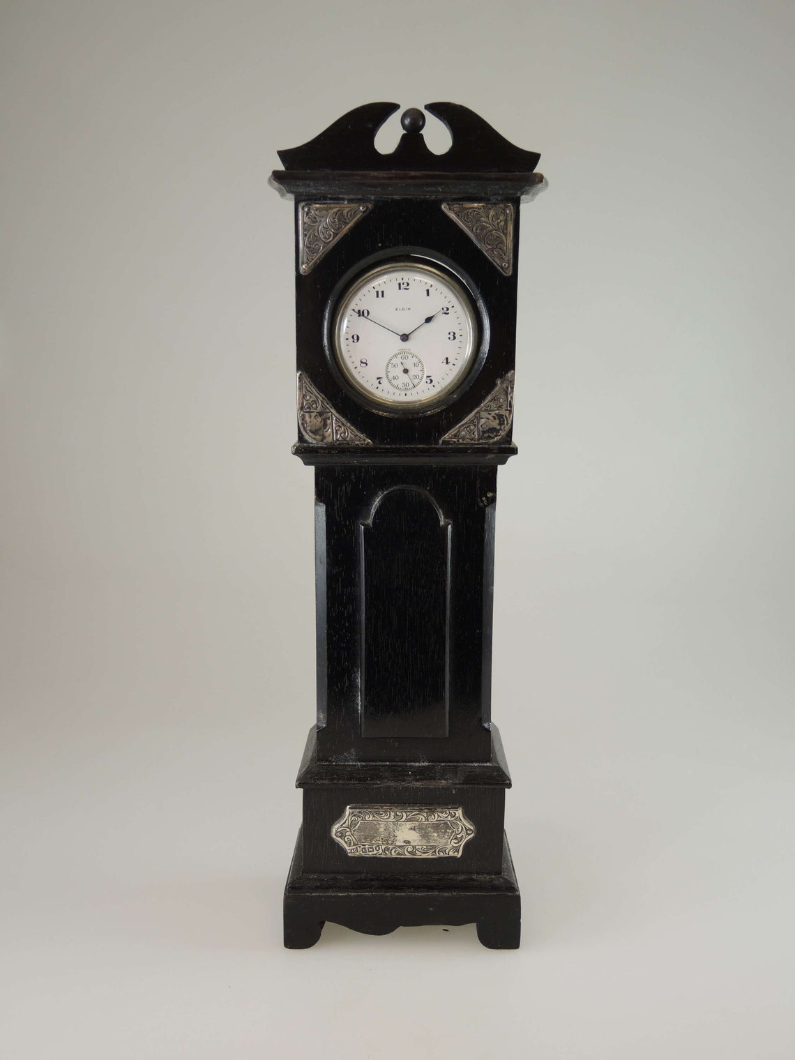 Wooden and silver Grandfather clock pocket watch stand c1908 Etsy