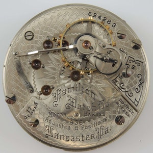 18 size 17 Jewel Hamilton 936 pocket watch movement c1909