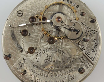 18 tamaño 17 Joya Hamilton 936 movimiento de reloj de bolsillo c1909