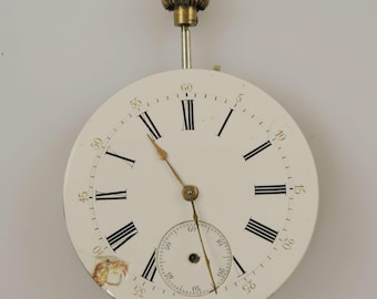 Zwitsers antiek zakhorloge uurwerk van goede kwaliteit c1890