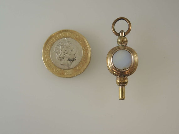Gold cased Stone set pocket watch key c1850 - image 6