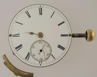 Movimiento de reloj de bolsillo inglés con repetición de cuartos. Completo. C. 1880.