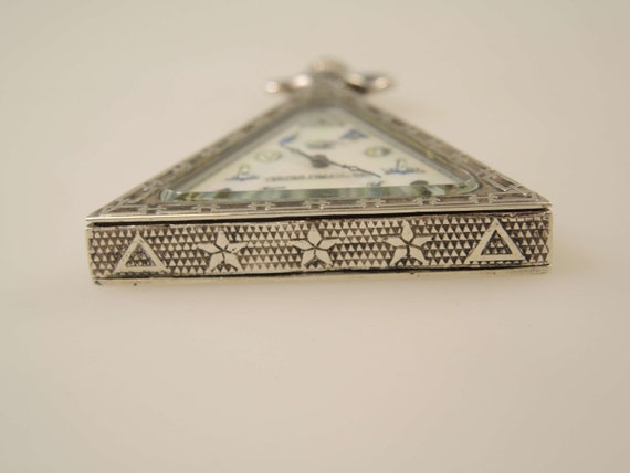 Original silver triangular MASONIC pocket watch c… - image 4