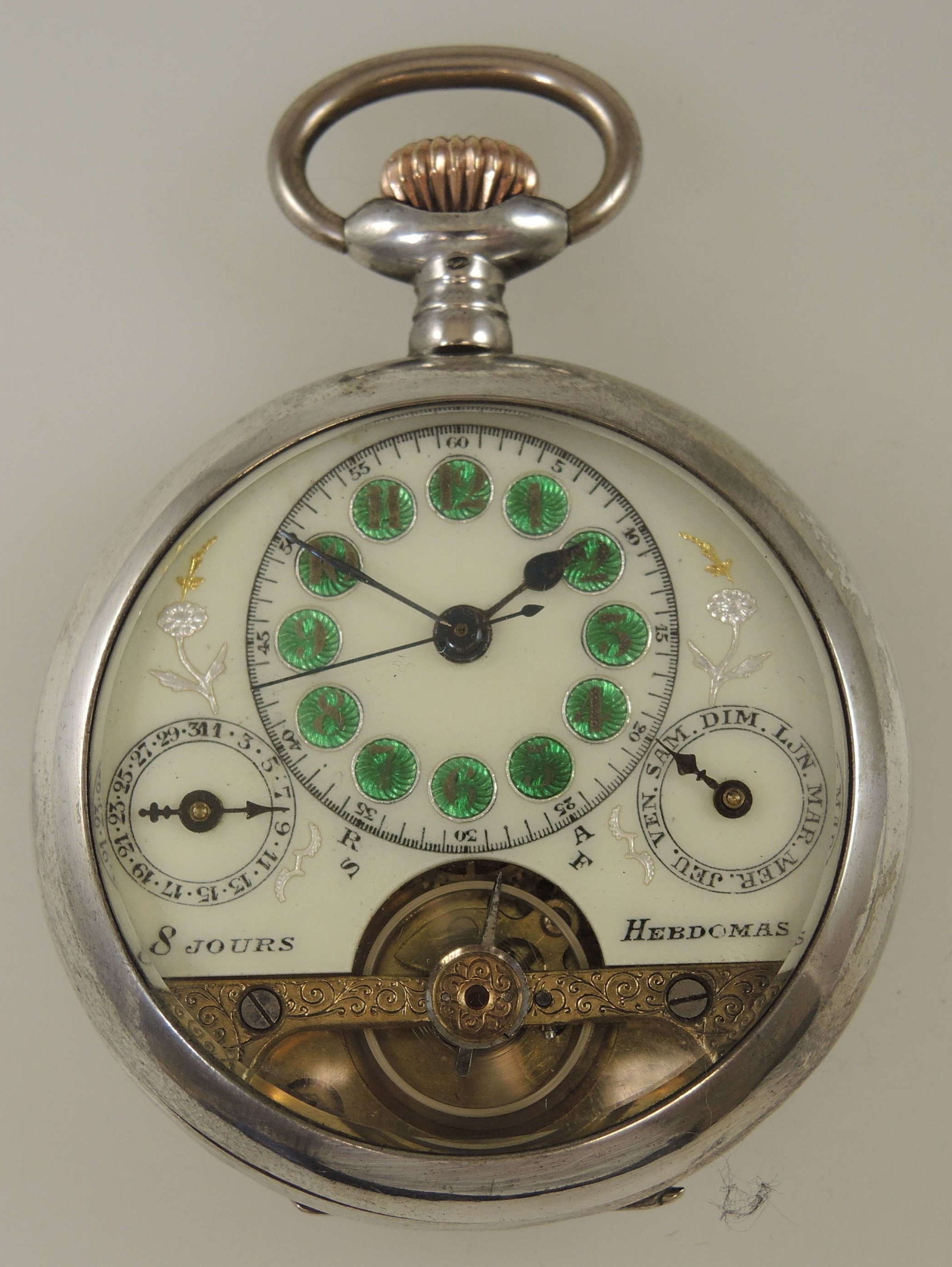 Silver Hebdomas 8 Day Pocket Watch W a Cartouche Calendar Dial C1910 Etsy Australia