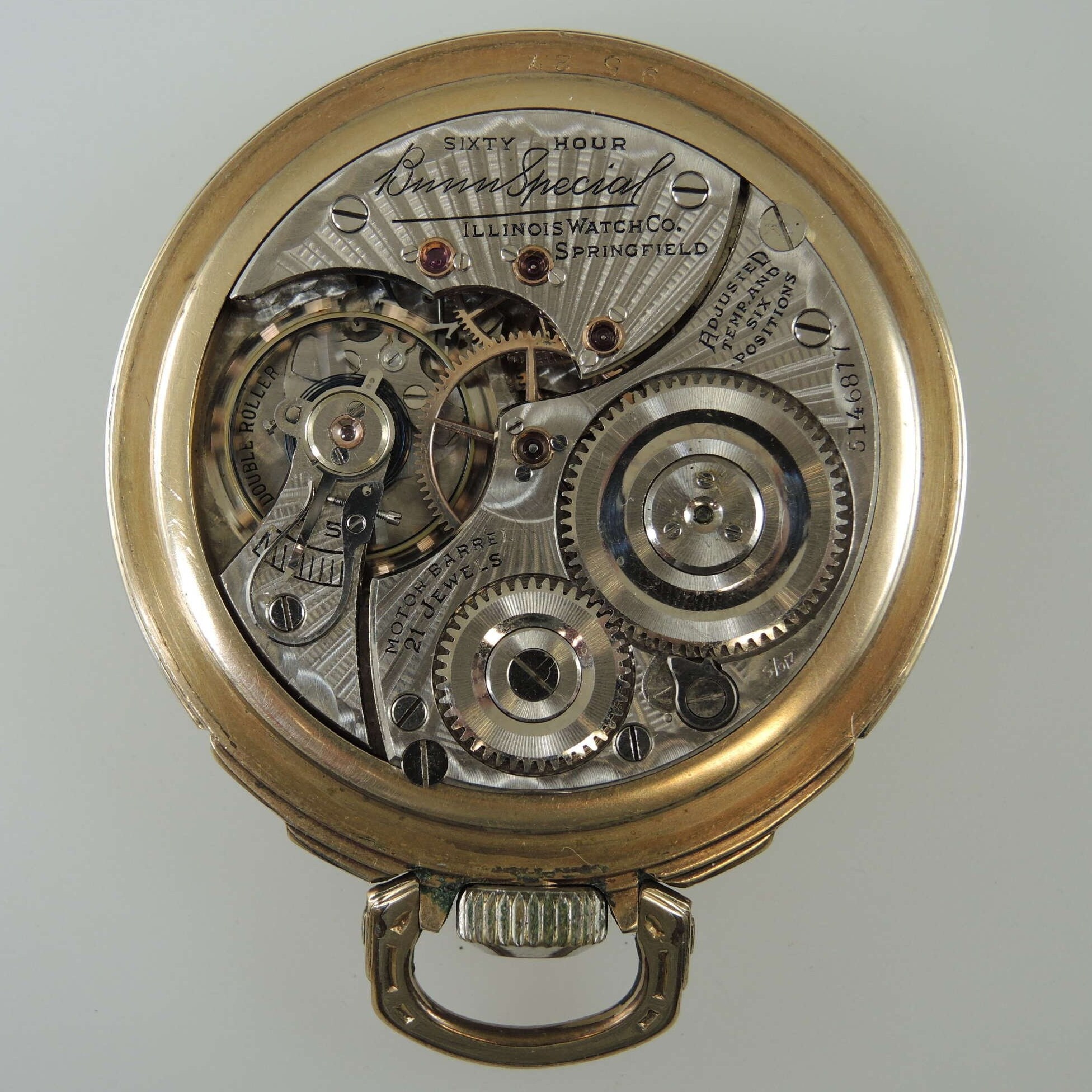 Montre De Poche Illinois Bunn Special - 21 Rubis, 1929, Boîtier Présentoir - Occasion Très Bon état