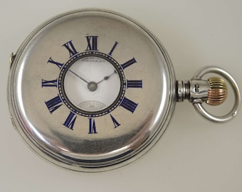 English silver Waltham Riverside half hunter pocket watch c1886