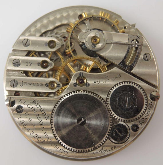 16s 17J Finger Bridge Elgin Pocket Watch Movement C1917